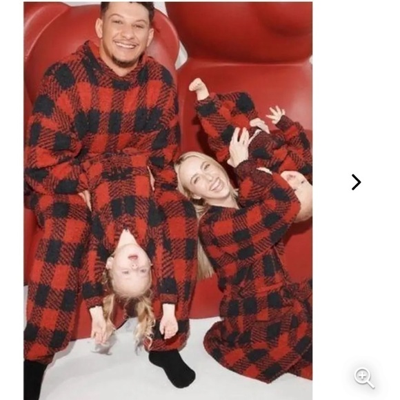 NWT SKIMS Cozy Knit Unisex Lounge Set - Brick Buffalo Check Oversized SET S/M - Picture 5 of 15